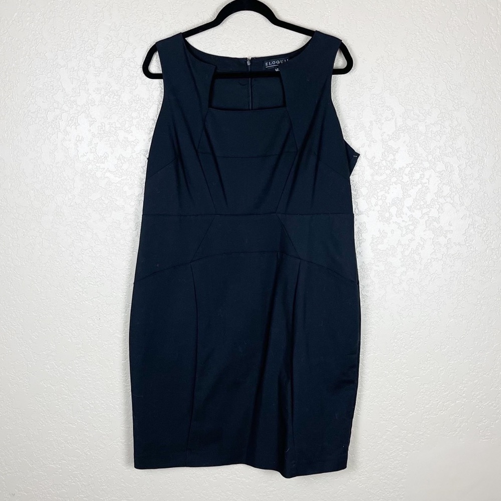 Eloquii black square neck fitted mini dress